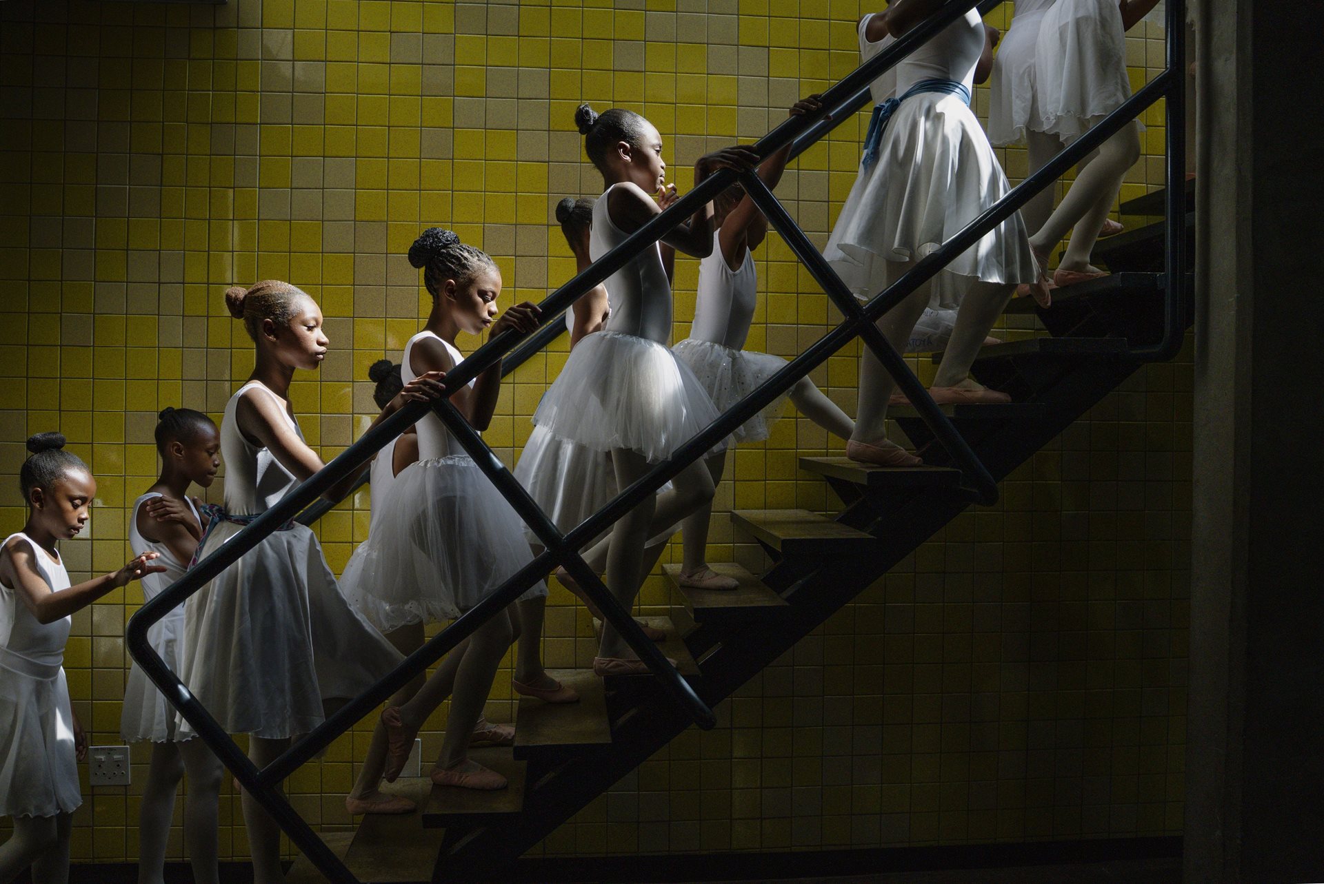 <p>Young dancers from the Joburg Ballet School backstage at the Soweto Theatre during their year-end performance in Soweto, South Africa.</p>

